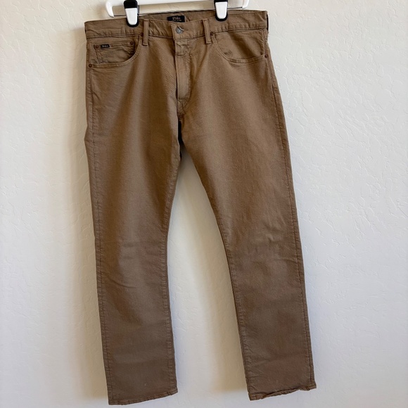 Polo Ralph Lauren The Varick Slim Straight jeans, men’s size 36/34 Khaki - Picture 2 of 7